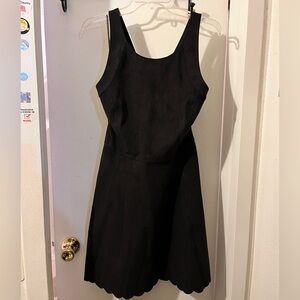 Express-size L- black faux suede cross straps in back mini dress. EUC.